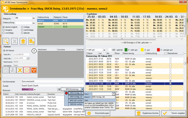 XR RIS timer - Terminsuche